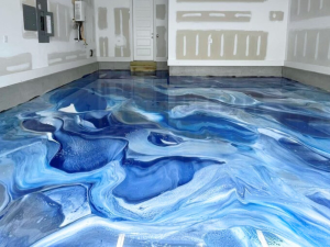 blue epoxy metallic floor Indianapolis